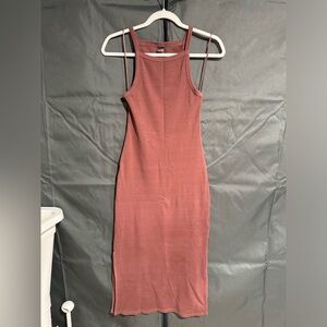 Cotton ribbed dress with side slit